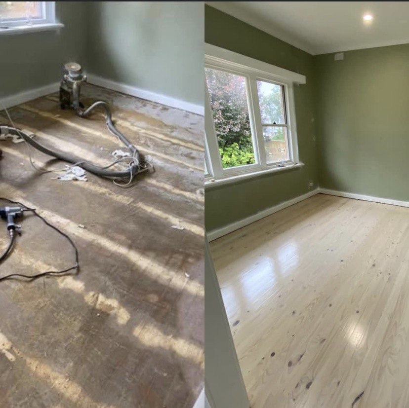 Timber floor sanding before and after