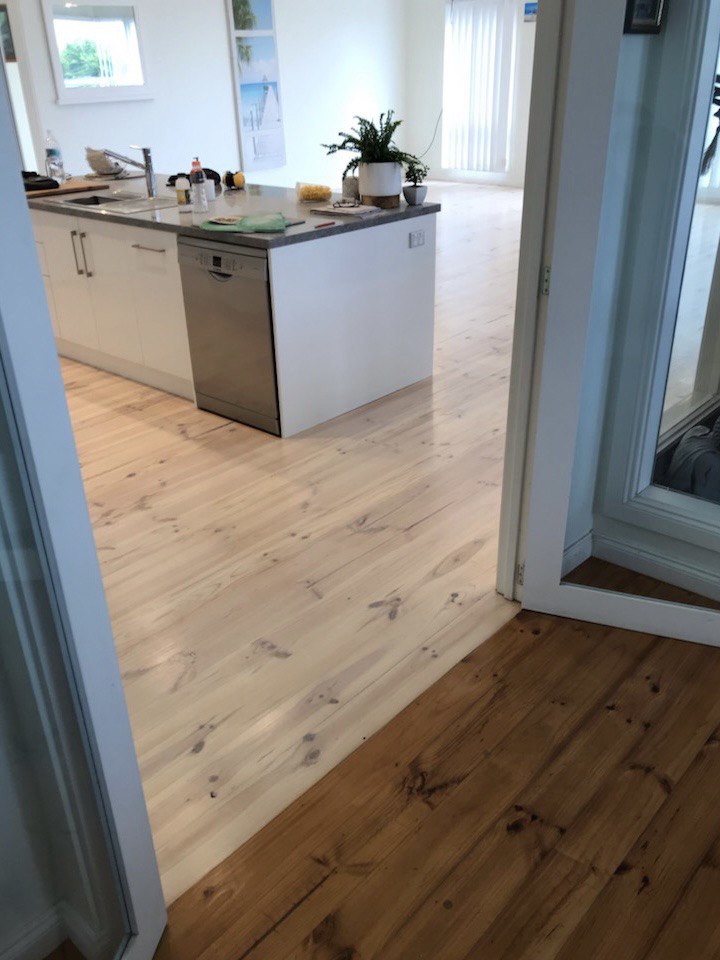 Finished timber floor in kitchen and hallway